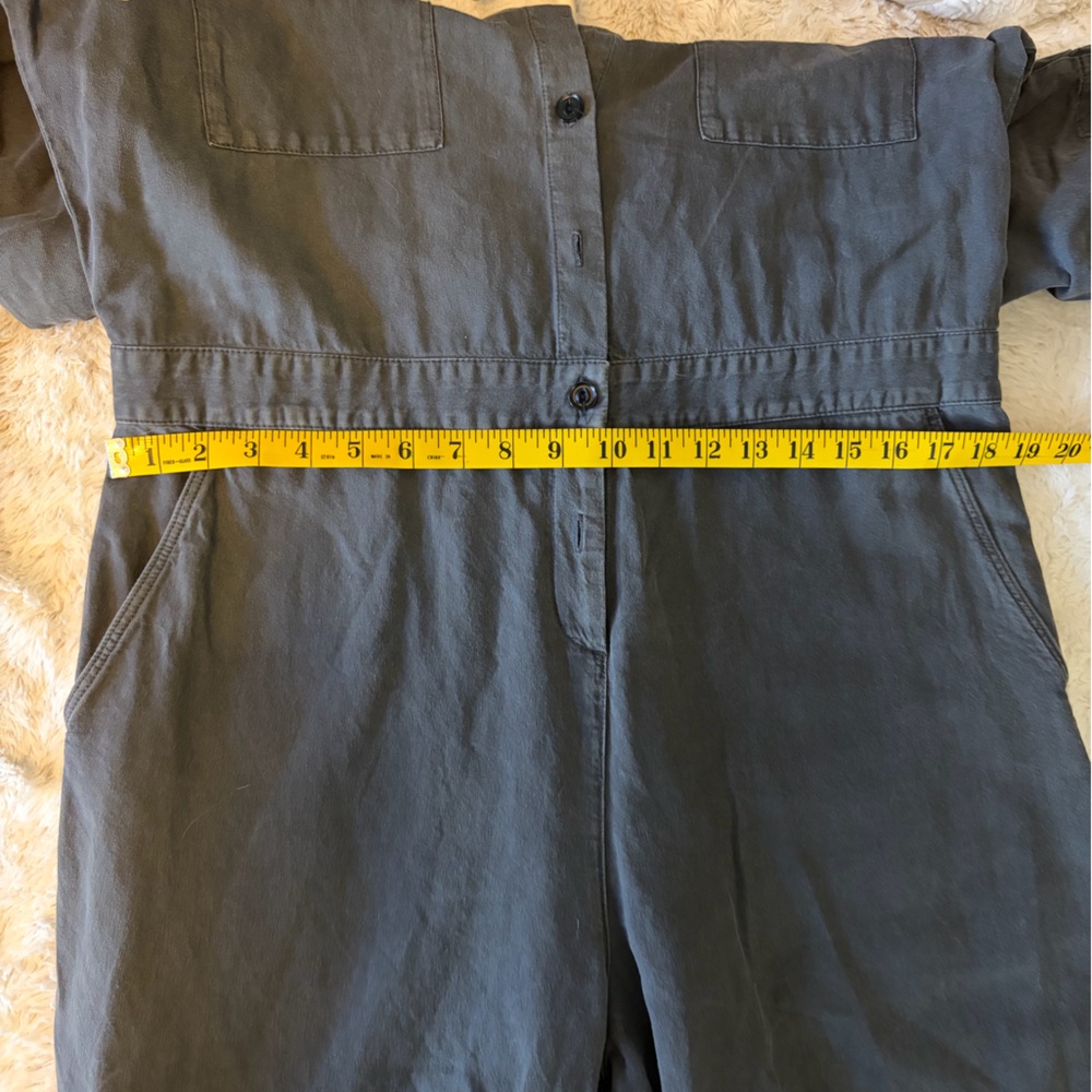 Outerknown S.E.A Short-Sleeve Button-Front Jumpsuit in Charcoal Gray - Picture 4 of 7